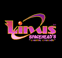 Linus Spacehead's Cosmic Crusade title screen for NES